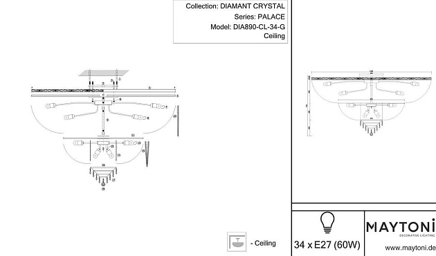 Потолочная люстра Maytoni Palace DIA890-CL-34-G изображение 8 Потолочная люстра Maytoni Palace DIA890-CL-34-G Фото № 8