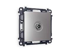 Комплект механизма TV розетки проходной AMBRELLA VOLT ALFA Сталь матовый 5-1000 MHz 4dB QUANT (AP5130, VM211) MA513030
