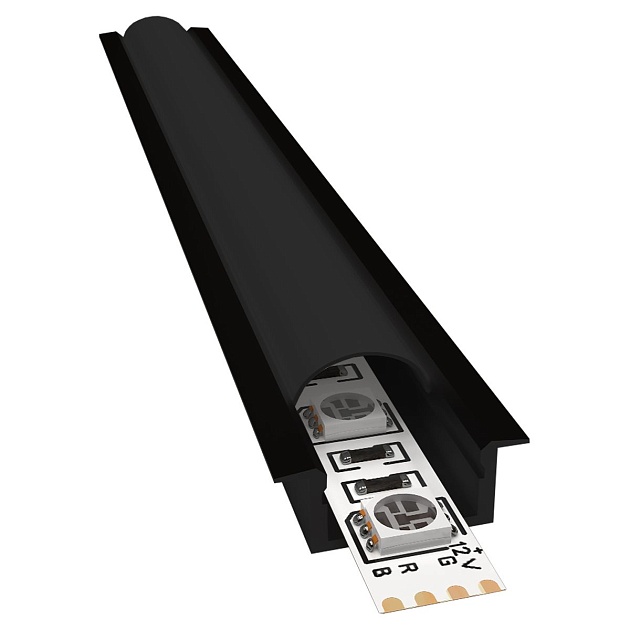 Профиль встраиваемый с рассеивателем черный 2м. Apeyron 08-02-Ч Фото № 1