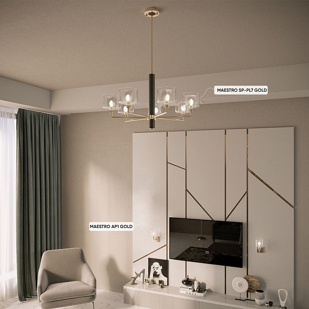 Подвесная люстра Crystal Lux Maestro SP-PL7 Gold Фото № 4