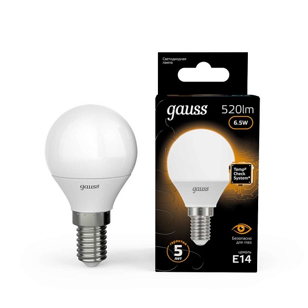 Лампа светодиодная Gauss E14 6.5W 3000K матовая 105101107 Фото № 7