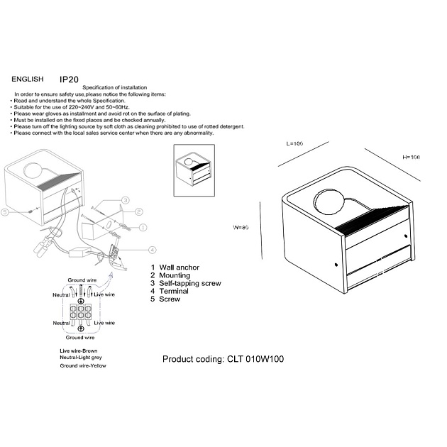 Настенный светодиодный светильник Crystal Lux CLT 010W100 WH Фото № 2