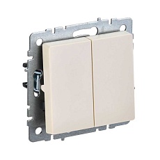 Выключатель двухклавишный проходной IEK Brite бежевый BR-V22-0-10-K10