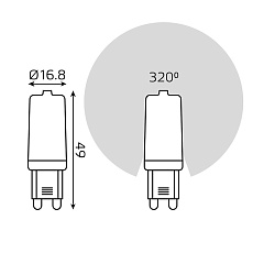 Лампа светодиодная диммируемая Gauss G9 3W 4100K прозрачная 107309203 2