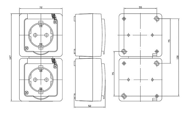 Розетка двойная 2P+PE IEK Germes Plus дымчатый ERMP22-K03-16-54-EC Фото № 2