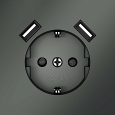Розетка встраиваемая Voltum S70 с заземлением и защитными шторками, 16А, с USB, A+A, (титан) VLS040406