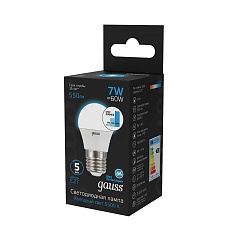 Лампа светодиодная диммируемая Gauss E27 7W 6500K матовая 105102307-S 1