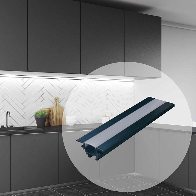 Профиль накладной с рассеивателем черный/белый 2м. Apeyron 08-03-ЧБ Фото № 16