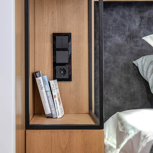 Выключатель Werkel двухклавишный проходной черный матовый W1122008 4690389156724 Фото № 4