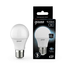 Лампа светодиодная Gauss LED A60 E27 10W 4100K матовая 102502210 1