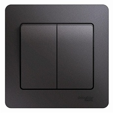 Выключатель двухклавишный Systeme Electric Glossa 10A 250V графит GSL001352