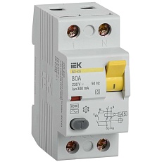 Выключатель дифференциальный (УЗО) ВД1-63S 2Р 80А 300мА IEK MDV12-2-080-300
