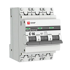 Автоматический выключатель 3P 16А (C) 6кА ВА 47-63 EKF PROxima mcb4763-6-3-16C-pro