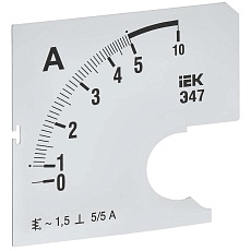 Шкала сменная для амперметра Э47 5/5А класс точности 1,5 72х72мм IEK IPA10D-SC-0005