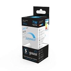 Лампа светодиодная диммируемая Gauss E14 7W 6500K матовая 105101307-D 2