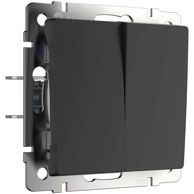 Выключатель Werkel двухклавишный проходной черный матовый W1122008 4690389156724 изображение 1 Выключатель Werkel двухклавишный проходной черный матовый W1122008 4690389156724 Фото № 1