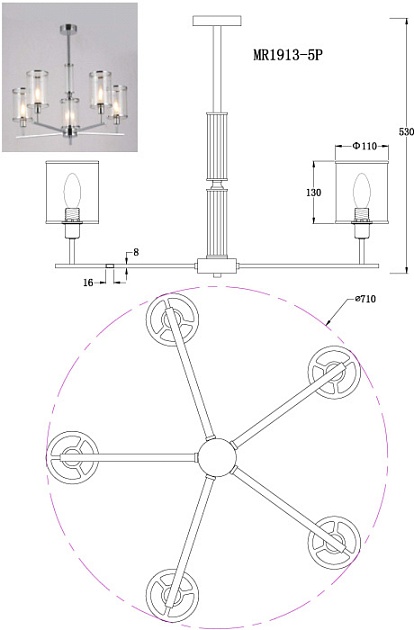 Подвесная люстра MyFar Alen MR1913-5P изображение 2 Подвесная люстра MyFar Alen MR1913-5P Фото № 2