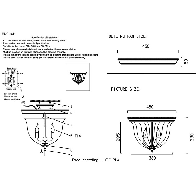 Потолочный светильник Crystal Lux Jugo PL4 Bronze/Transparente Фото № 2