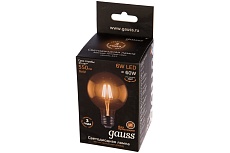 Лампа светодиодная филаментная диммируемая Gauss E27 6W 2400K золотая 105802006-D 1