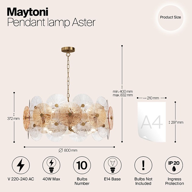 Подвесная люстра Maytoni Aster MOD007PL-10G Фото № 8