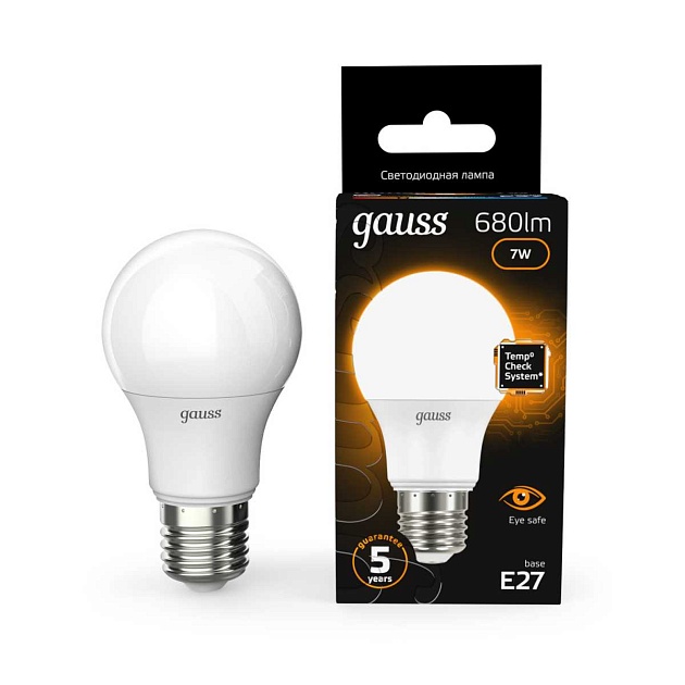 Лампа светодиодная Gauss E27 7W 3000K матовая 102502107 изображение 5 Лампа светодиодная Gauss E27 7W 3000K матовая 102502107 Фото № 5