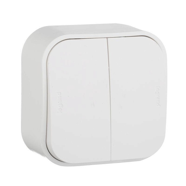 Выключатель двухклавишный Legrand Quteo 10A 250V белый 782202 Фото № 1