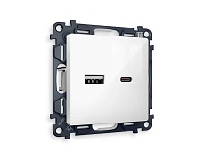Комплект механизма розетки AMBRELLA VOLT ALFA Белый глянец 2USB A+C 20W (быстрая зарядка) QUANT (AP1110, VM177) MA111010