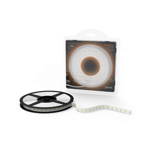 Светодиодная влагозащищенная лента Gauss 9,6W/m 120LED/m 2835SMD теплый белый 5M 311000110 Фото № 5