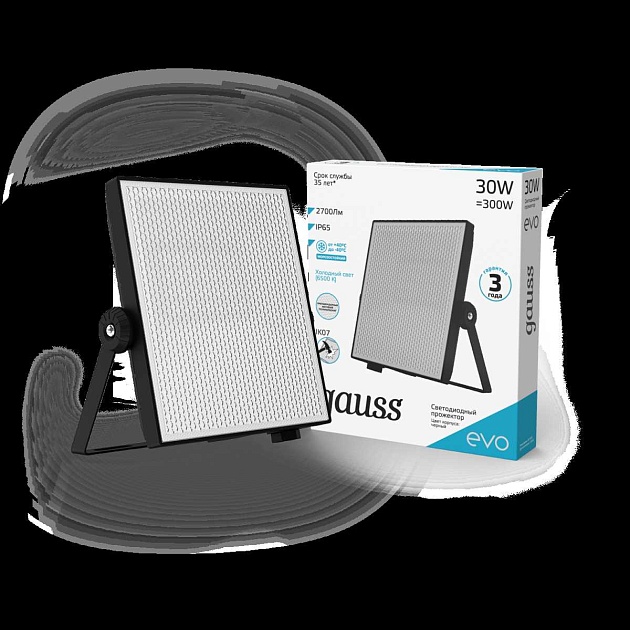 Прожектор светодиодный Gauss Evo 30W 6500К 687511330 изображение 2 Прожектор светодиодный Gauss Evo 30W 6500К 687511330 Фото № 2