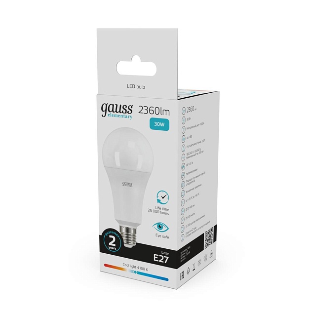 Лампа светодиодная Gauss E27 30W 4100K матовая 73229 Фото № 4