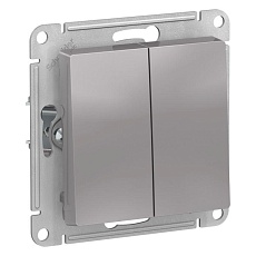 Выключатель двухклавишный Systeme Electric AtlasDesign 10A 250V алюминий ATN000351