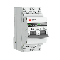 Автоматический выключатель 2P 3А (C) 4,5kA ВА 47-63 EKF PROxima mcb4763-2-03C-pro