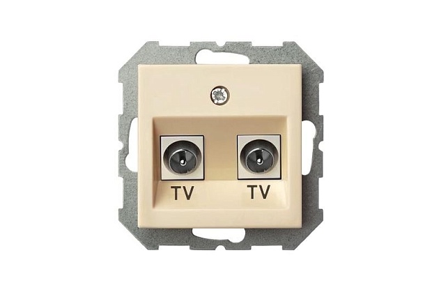 ТВ-розетка двойная оконечная Liregus Epsilon бежевый 28-0721 Фото № 2