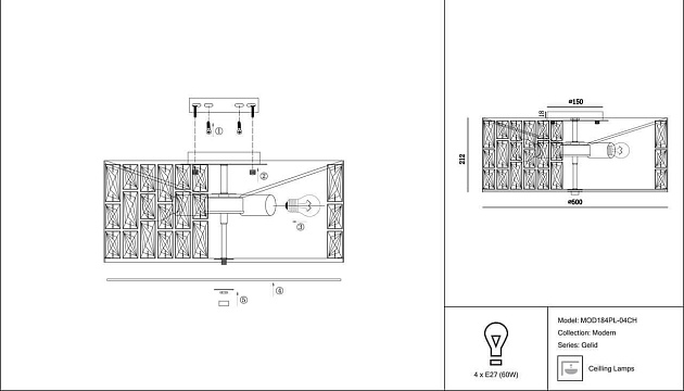 Потолочный светильник Maytoni Gelid MOD184PL-04CH Фото № 11