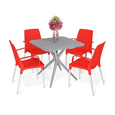 Обеденная группа Sheffilton SHT-DS210 серый/красный/хром лак 3167767901