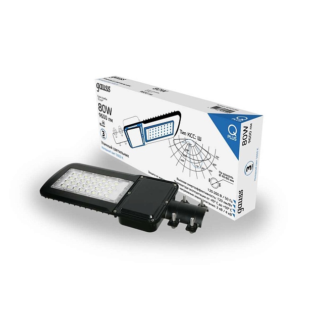 Уличный светодиодный консольный светильник Gauss Qplus 629535380 изображение 5 Уличный светодиодный консольный светильник Gauss Qplus 629535380 Фото № 5