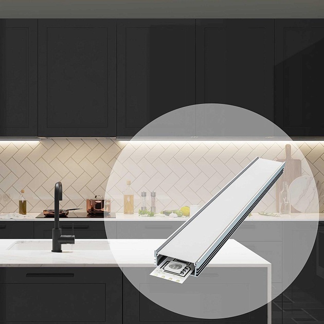 Профиль накладной с рассеивателем серебро 1м. Apeyron 08-09 Фото № 15