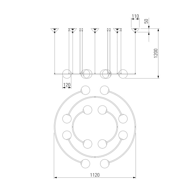 Подвесная люстра Bogates Brook 359/12 латунь изображение 2 Подвесная люстра Bogates Brook 359/12 латунь Фото № 2