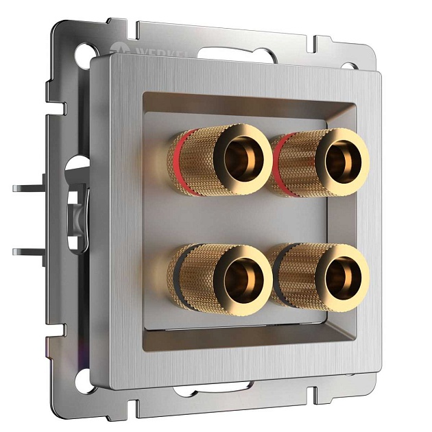 Акустическая розетка Werkel х4 серебряная рифленая WL09-AUDIOx4 4690389085024 Фото № 1