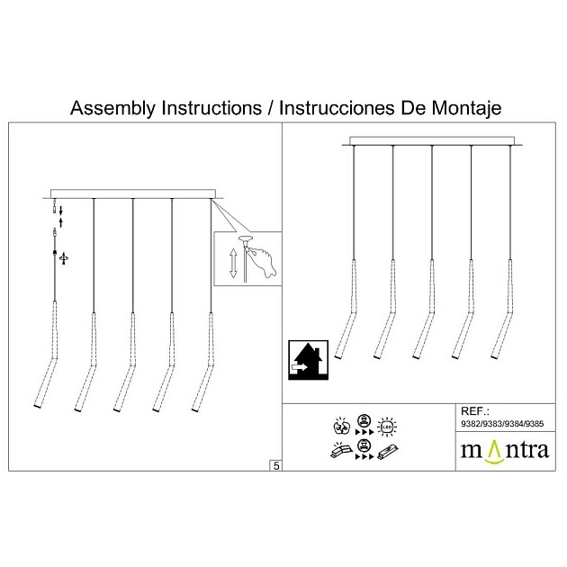 Подвесная люстра Mantra Arrecife 9382+9211 (5L) Фото № 15