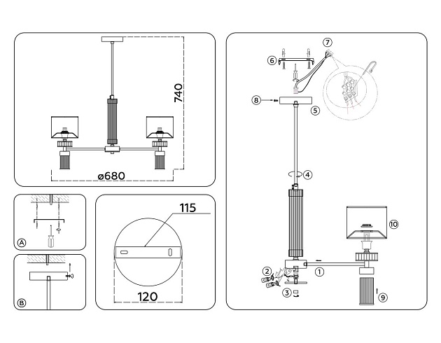 Подвесная люстра Ambrella Light High Light Classic LH71301 изображение 2 Подвесная люстра Ambrella Light High Light Classic LH71301 Фото № 2