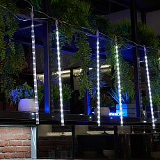 Светодиодная гирлянда Feron CL586 занавес Сосульки 4.5*0.5м + сетевой шнур 3м, 5000K динамичный, c питанием от сети 230V, прозрачный шнур 51453