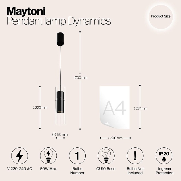 Подвесной светильник Maytoni Dynamics MOD326PL-01B Фото № 2