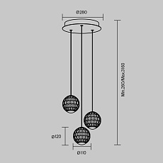 Подвесная светодиодная люстра Maytoni Sapphire MOD293PL-L18BS3K 3