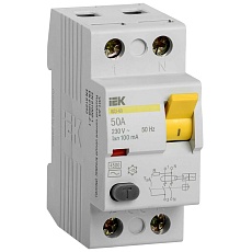 Выключатель дифференциальный (УЗО) ВД1-63 2Р 50А 100мА IEK MDV10-2-050-100