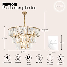 Подвесная люстра Maytoni Puntes MOD043PL-18G 1