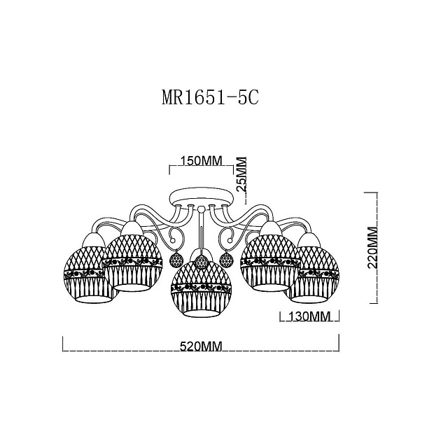 Потолочная люстра MyFar Frank MR1651-5C Фото № 2