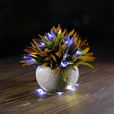 Светодиодная гирлянда Feron CL588 линейная Роса, 5000К, 2м, с питанием от батареек, прозрачный шнур 51440 1