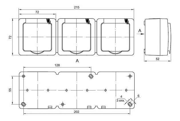 Розетка тройная 2P+PE IEK Germes Plus с крышкой дымчатый ERMP32-K03-16-54-EC Фото № 2