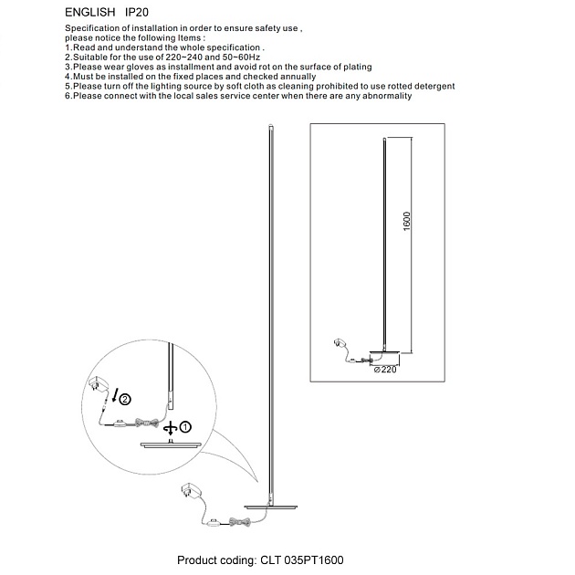 Торшер Crystal Lux CLT 035PT1600 GO изображение 2 Торшер Crystal Lux CLT 035PT1600 GO Фото № 2